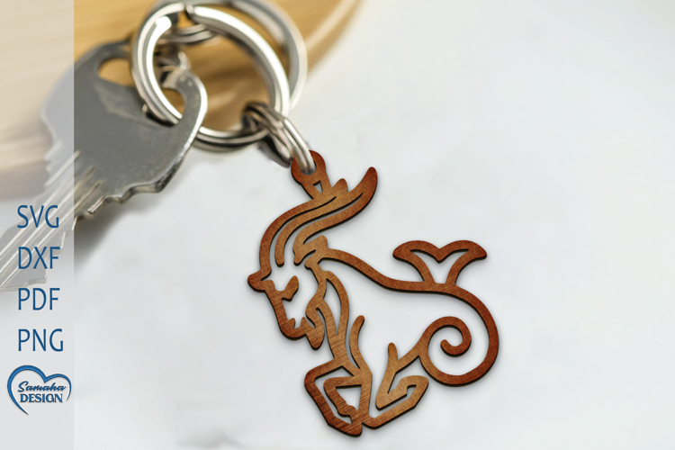 Capricorn Keychain Laser Cut. Zodiac Signs Keychain.