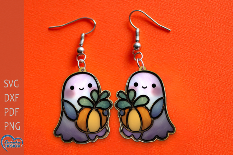 Halloween Ghost Laser Cut Earrings with Sublimation file.