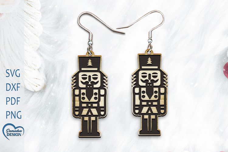 Christmas Earrings Laser Cut. Christmas Nutcracker Laser Cut