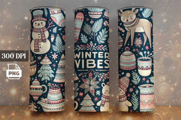 Winter Vibes 20 OZ Skinny Tumbler Sublimation example image 1