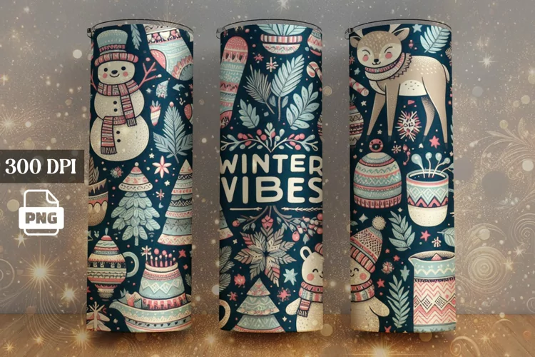 Winter Vibes 20 OZ Skinny Tumbler Sublimation