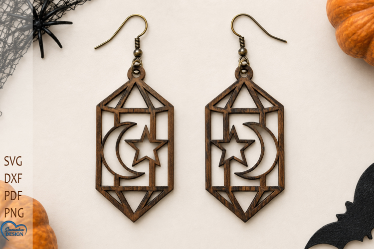 Halloween Moon Earrings Laser Cut. Halloween Laser cut.