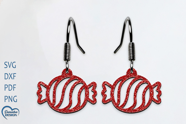 Christmas Earrings Laser Cut. Christmas Candy Earrings Lase