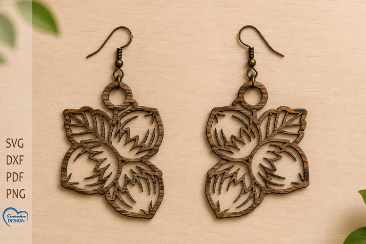 Hazelnut Earrings Laser Cut. Food Earrings