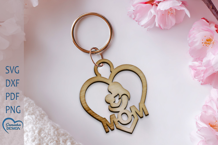 Mom SVG. Mothers Day Keychain Design. Mothers Day Laser Cut