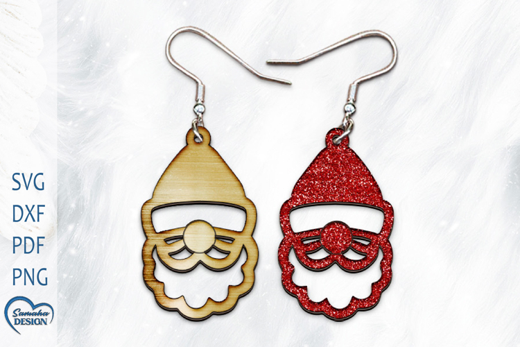 Christmas Earrings Laser Cut. Santa Hat Laser Cut.