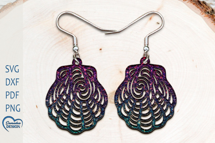 Shell Earrings Laser Cut. Boho Sea Earrings Laser Cut.