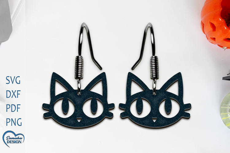 Halloween Cat Earrings Laser Cut. Cute Cat Earrings.