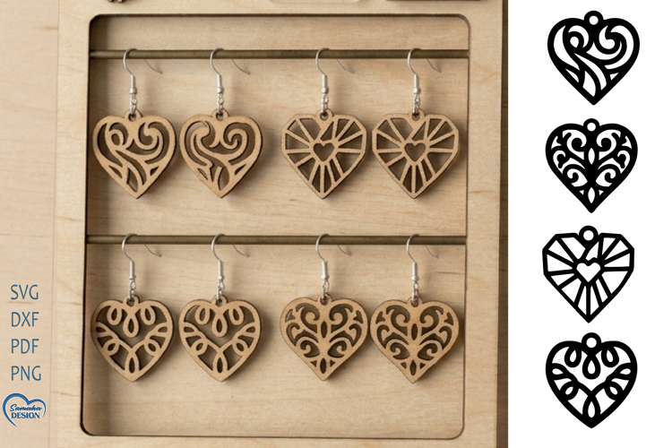 Heart Earrings Laser Cut. Boho Earrings Laser Cut.