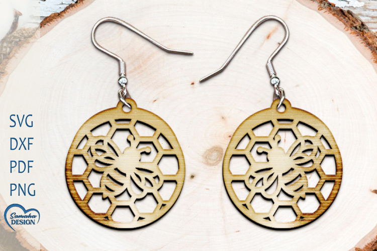 HoneyBee Earrings Laser Cut. Bee Silhouette Laser Cut.