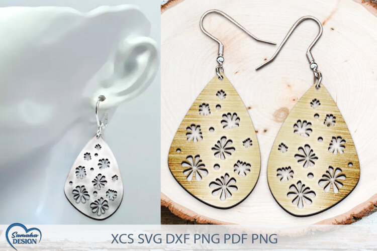 Flower Earrings Laser Cut. Boho Earrings Laser Cut. example image 1