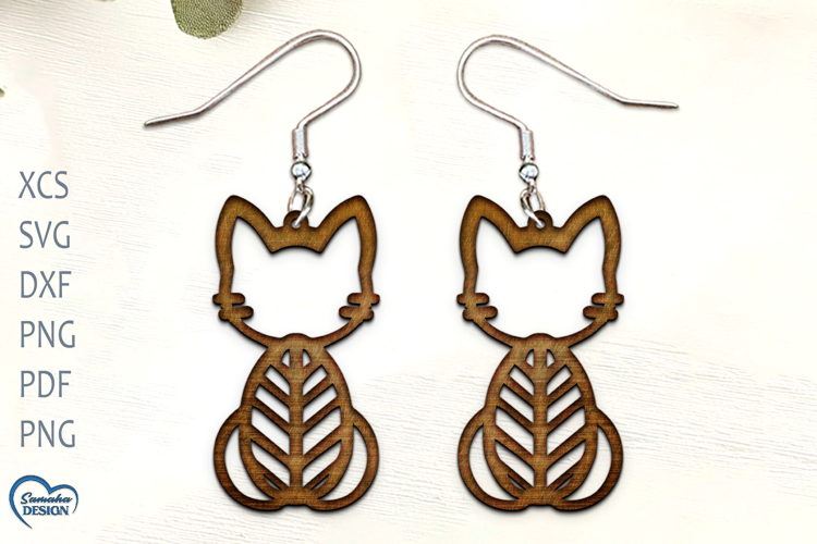 Fall Cat Earrings Laser Cut. Cat Earrings Laser Cut.