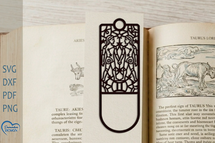 Gemini Bookmark Laser Cut. Zodiac Sign Laser Cut.