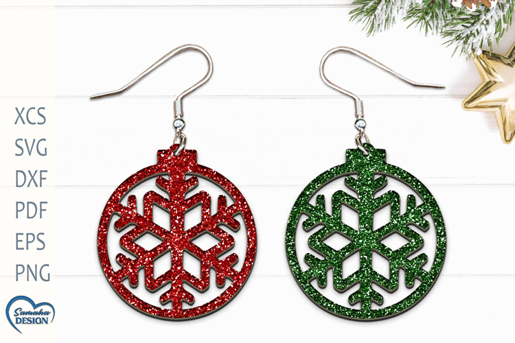 Christmas Earrings Laser Cut. Christmas Ball Laser Cut.