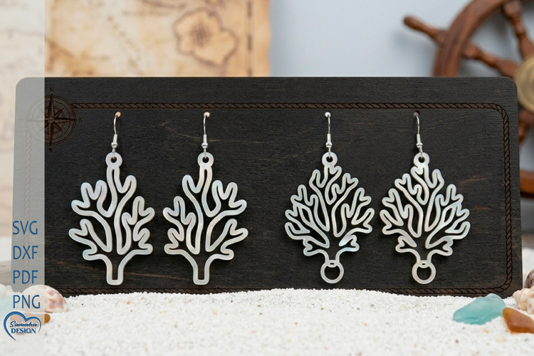 Coral Earrings Laser Cut. Sea Earrings Laser Cut.