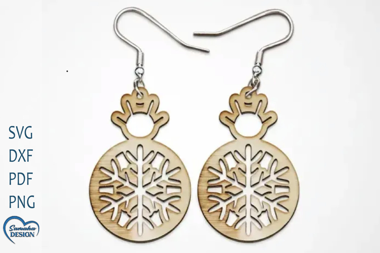 Christmas Earrings Laser Cut. Christmas Ball Laser Cut.