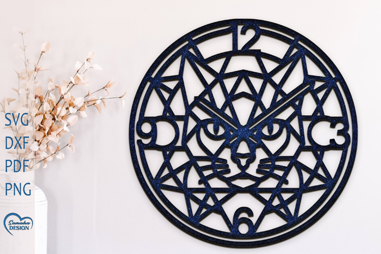Wall clock laser cut. Animals wall clock. Clock face SVG.