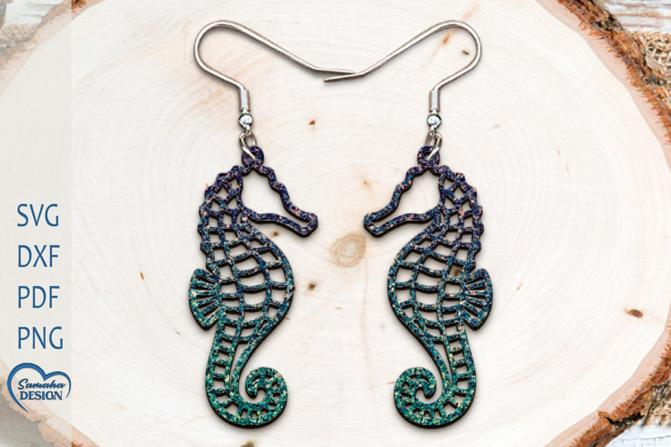 Seahorse Earrings Laser Cut. Sea Earrings. Boho Style.