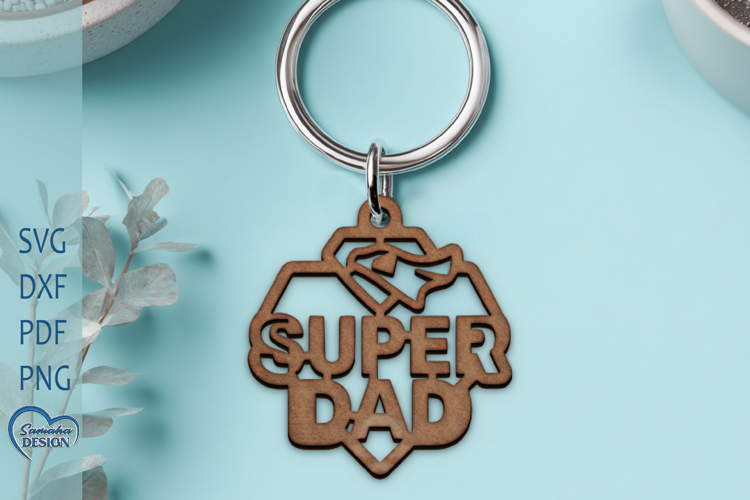Fathers Day Laser Cut. Keychain Laser Cut. Dad SVG. example image 1