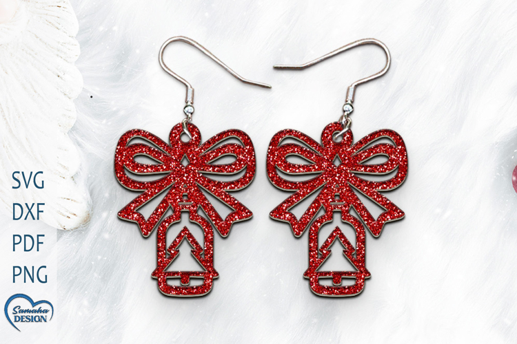 Christmas Earrings Laser Cut. Christmas Ball Laser Cut.