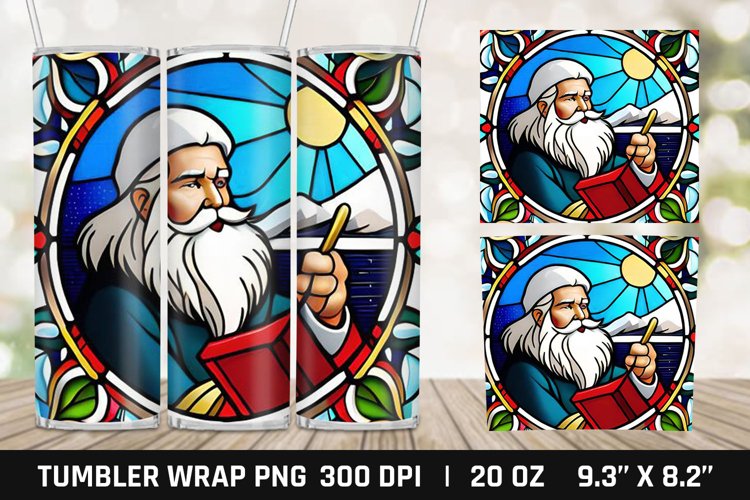 Santa Stained Glass Tumbler Sublimation example image 1