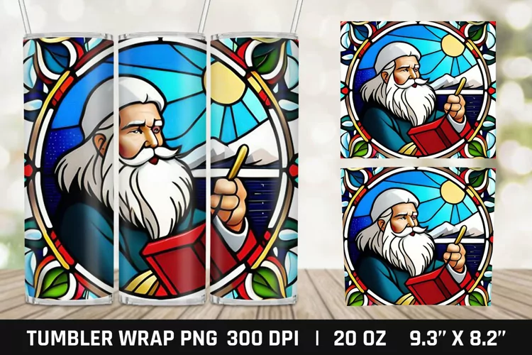 Santa Stained Glass Tumbler Sublimation