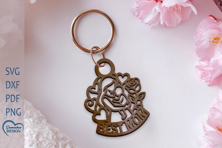 Mom SVG. Mothers Day Keychain Design. Mothers Day Laser Cut