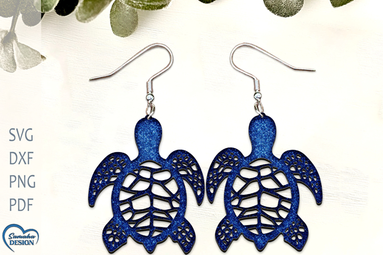 Sea Turtle Earrings Laser Cut. Boho earrings SVG.