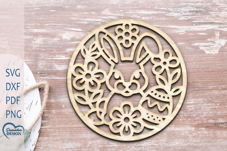 Easter Coffee Coaster Laser Cut. Round Coaster SVG.