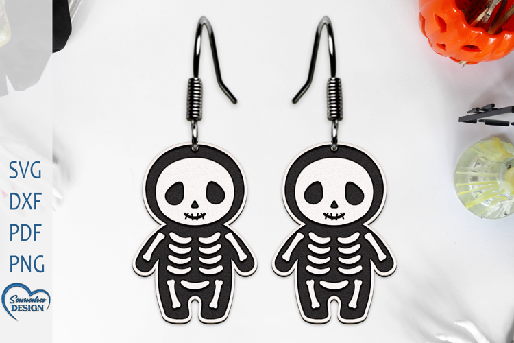 Halloween Cute Ghost Skeleton Earrings Laser Cut.