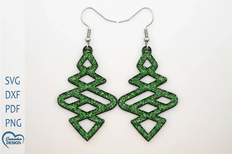 Christmas Earrings Laser Cut. Christmas Tree Laser Cut.