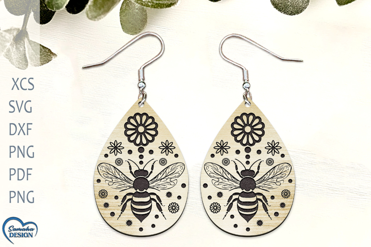Bee Earrings Laser Cut. Bee Silhouette Laser Cut.