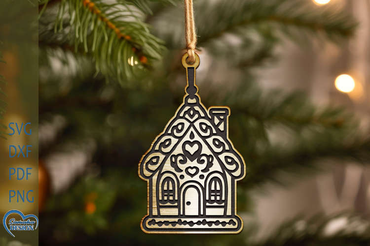Christmas Ornament SVG. Christmas Gringerbread Home Ornament