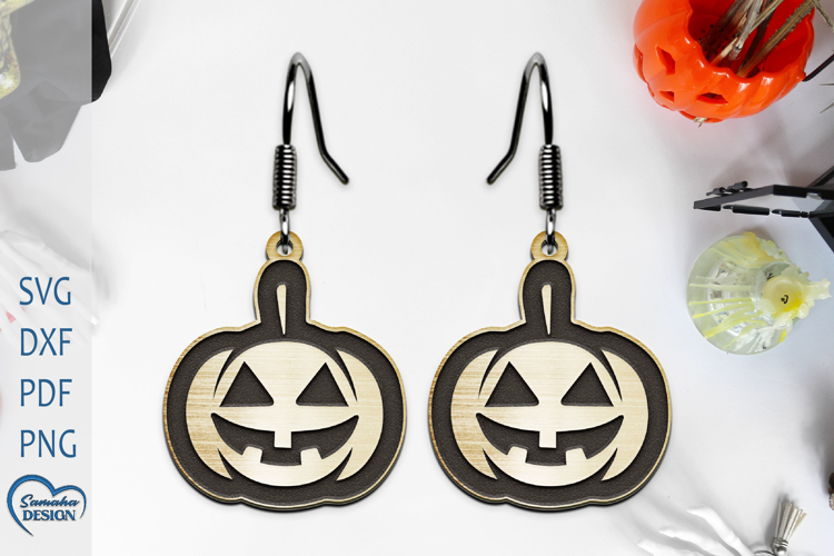 Halloween Cute Pumpkin Earrings Laser Cut.