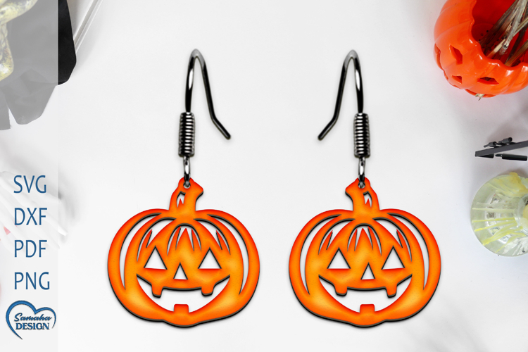 Halloween Cute Pumpkin Earrings Laser Cut.