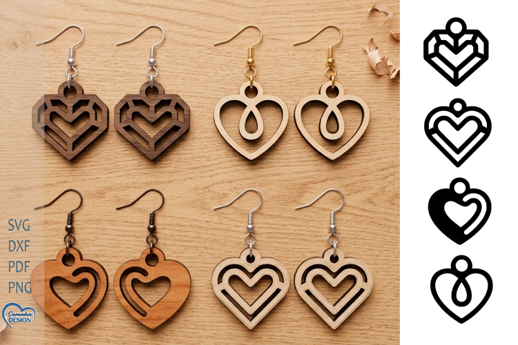 Heart Earrings Laser Cut. Boho Earrings Laser Cut.