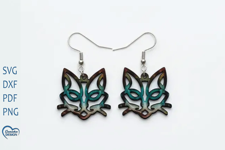 Cute Cat Earrings Laser Cut. Laser Cut earrings SVG.