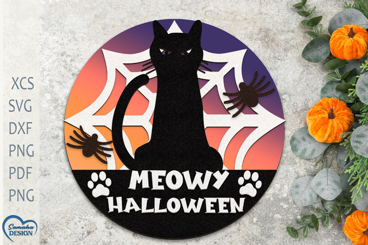 Halloween door hanger Laser Cut. Welcome Door Sign SVG.