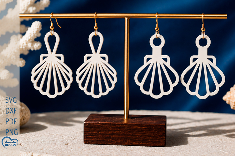 Shell Earrings Laser Cut. Sea Earrings Laser Cut.