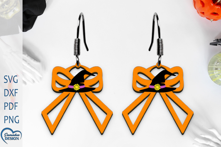 Earrings Laser Cut. Earrings SVG. Halloween Witch Hat SVG.