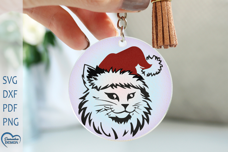 Cat Laser Cut Keychain. Cat Engravung File.