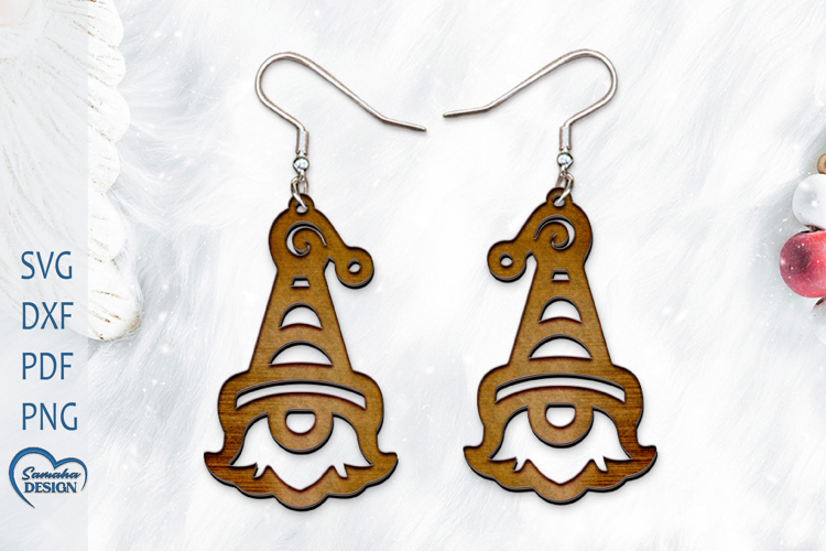 Christmas Earrings Laser Cut. Christmas Elf Laser Cut.