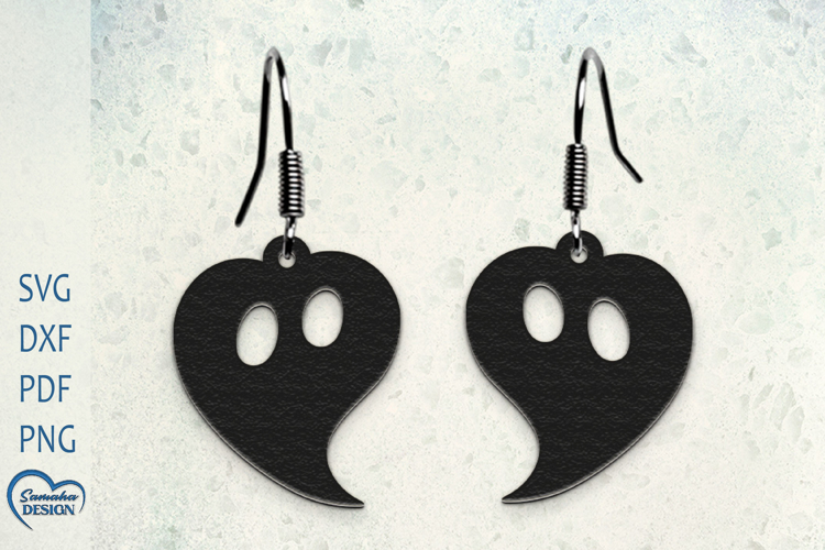 Earrings Laser Cut. Cute Heart Laser Cut. Halloween SVG.