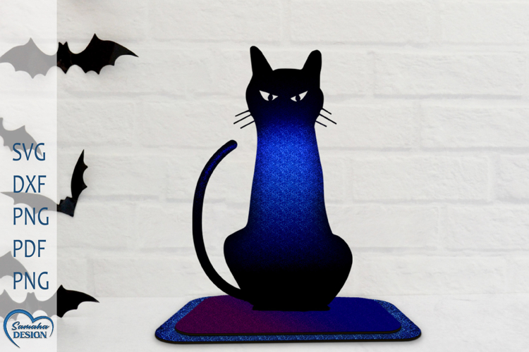 Halloween Cat. Hallowen Decoration Laser cut.