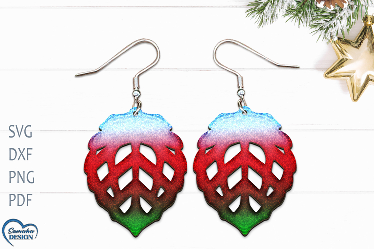 Christmas Earrings Laser Cut. Christmas Ball Laser Cut.