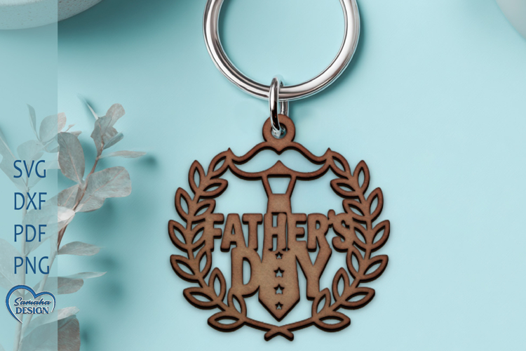 Fathers Day Laser Cut. Keychain Laser Cut. Dad SVG. example image 1
