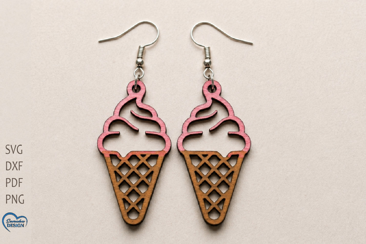 Ice Cream Earrings Laser Cut. Food Earrings