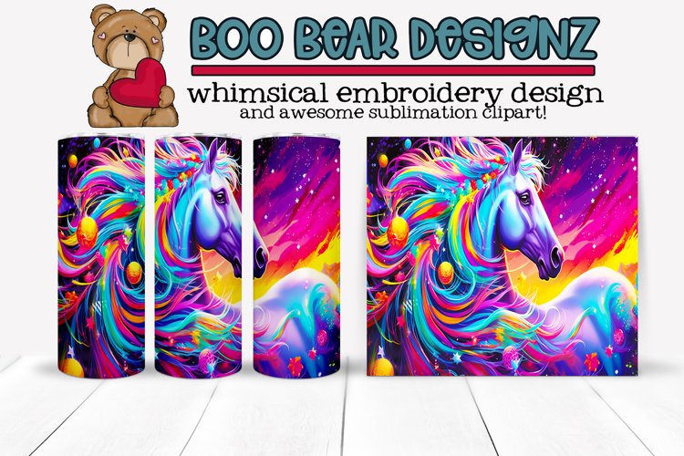 Rainbow Pony Sublimation tumbler design
