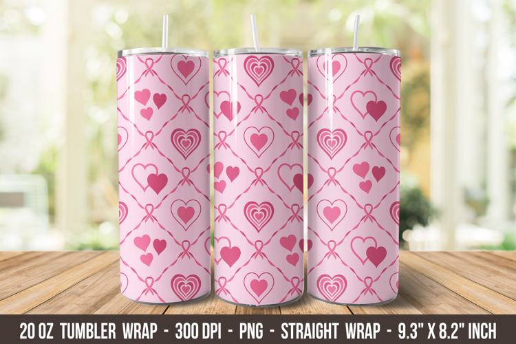 Breast Cancer Ribbon Tumbler | 20 oz Tumbler Wrap | Seamless