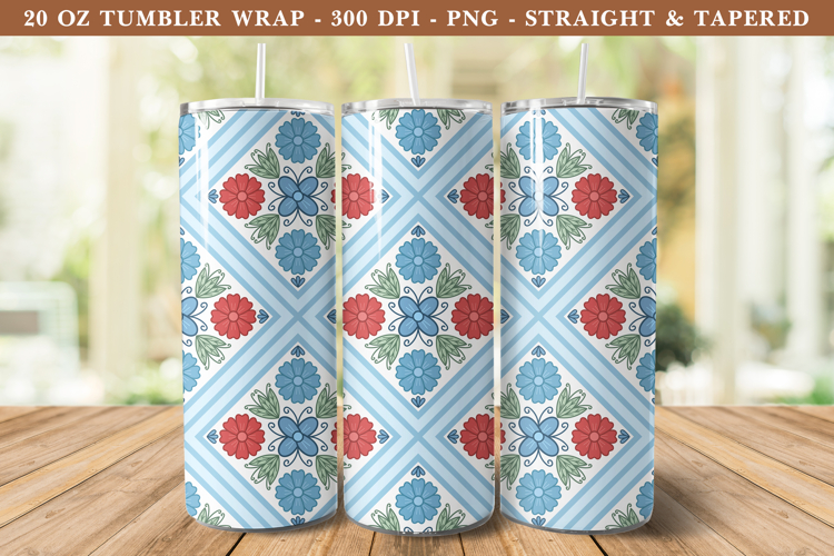 Folk Art Flower Tumbler Wrap | 20 oz tumbler Wrap